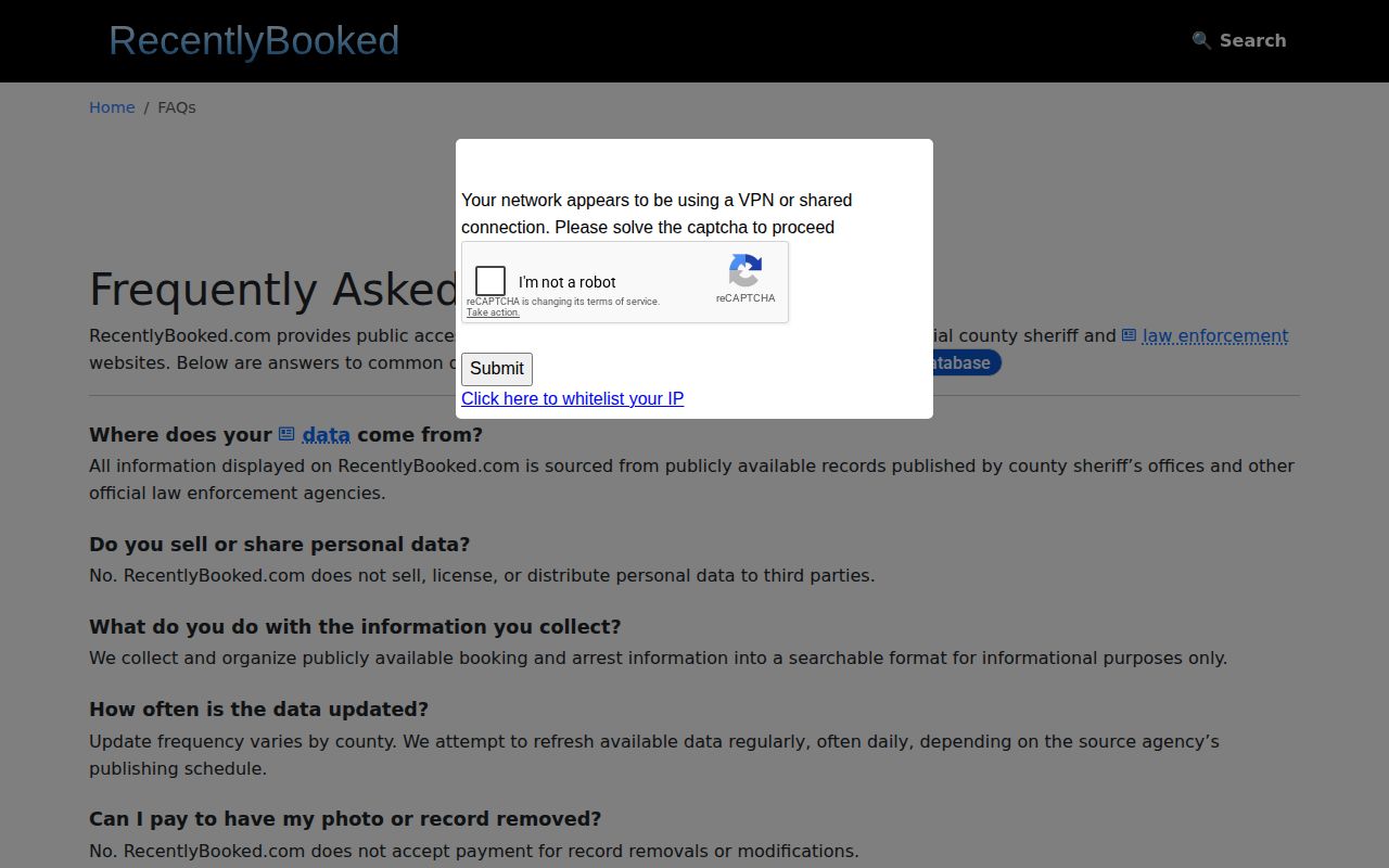 Recently Booked source and update information